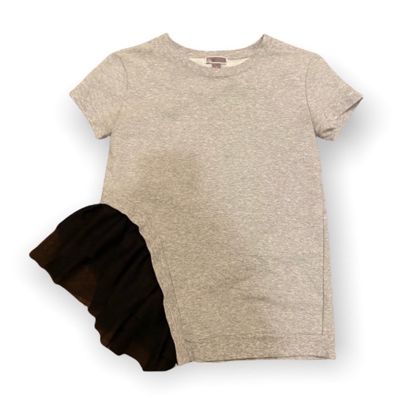 Chelsea28 gray sweatshirt with mesh ruffle detail - Picture 1 of 11